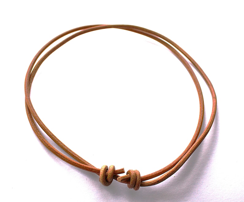 Tan Prawdziwa Skórzana Choker Podwójny Sznurek Unisex Ręcznie Robiony Naszyjnik Biżuteria - Opcjonalne Zawieszki zdjęcie 1
