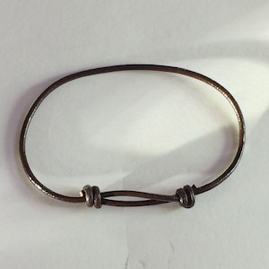 Real Leather Adjustable Bracelet Unisex Brown Handmade