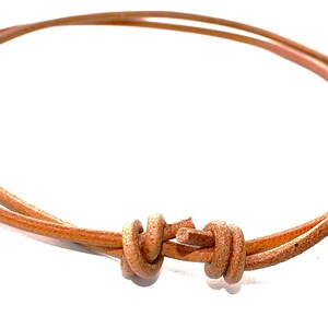 Tan Prawdziwa Skórzana Choker Podwójny Sznurek Unisex Ręcznie Robiony Naszyjnik Biżuteria - Opcjonalne Zawieszki zdjęcie 2
