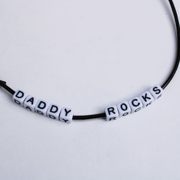 Personalisierter Name Handgemachte Verstellbare Leder halskette/Choker Schwarz