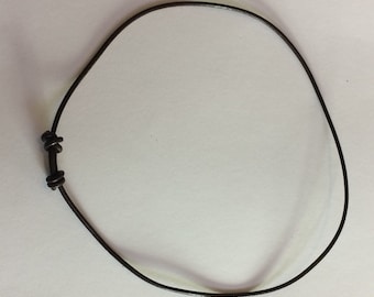 Real 3mm Leather Adjustable Necklace Brown