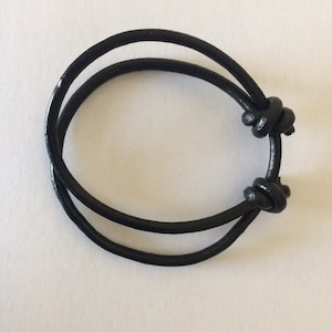 Real Leather Black Double Cord Bracelet Unisex Handmade