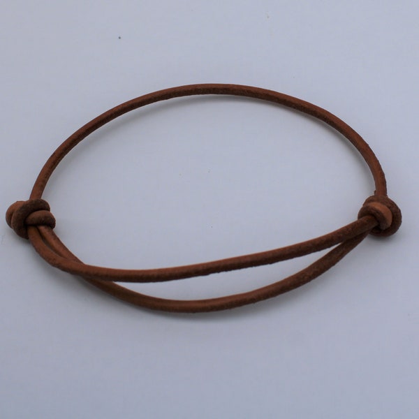 Tan Double Cord Bracelet Real Leather Unisex Handmade