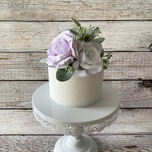 Lavender and White Rose 1st Birthday Cake Topper, Smash Cake Topper, Floral Themed Birthday, Wedding Cake Topper, Wedding Cake Flowers