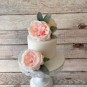 Pink Cabbage Rose and Lamb's Ear Wedding Cake Topper, Wedding Cake Decoration, Wedding Cake Flowers, Small Centerpiece, Lantern Flowers