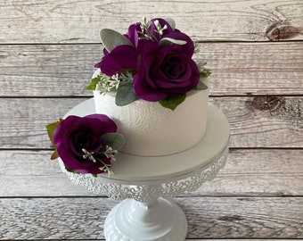 Purple Rose Wedding Cake Topper, Wedding Cake Decoration, Wedding Cake Flowers,1st Birthday Cake Smash Cake Topper, Bridal Shower Cake