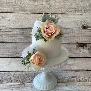 Pink and White Rose Wedding Cake Topper, Baby Shower Cake Decoration, Wedding Cake Flowers, Birthday Cake Flower Topper, Small Centerpiece