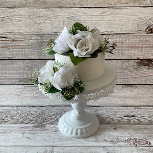 White Wedding Cake Topper, Rose Wedding Cake Decoration, Wedding Cake Flowers, Small Centerpiece, Birthday Cake Topper