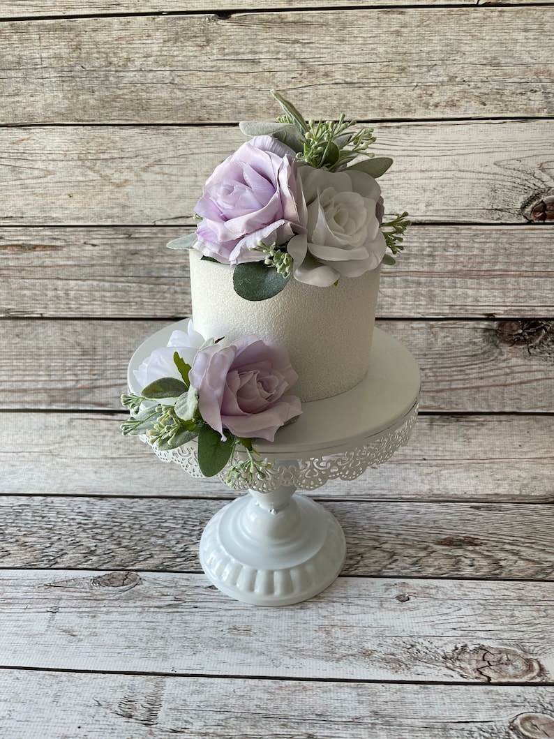 Lavender and White Rose Wedding Cake Topper Wedding Cake Etsy