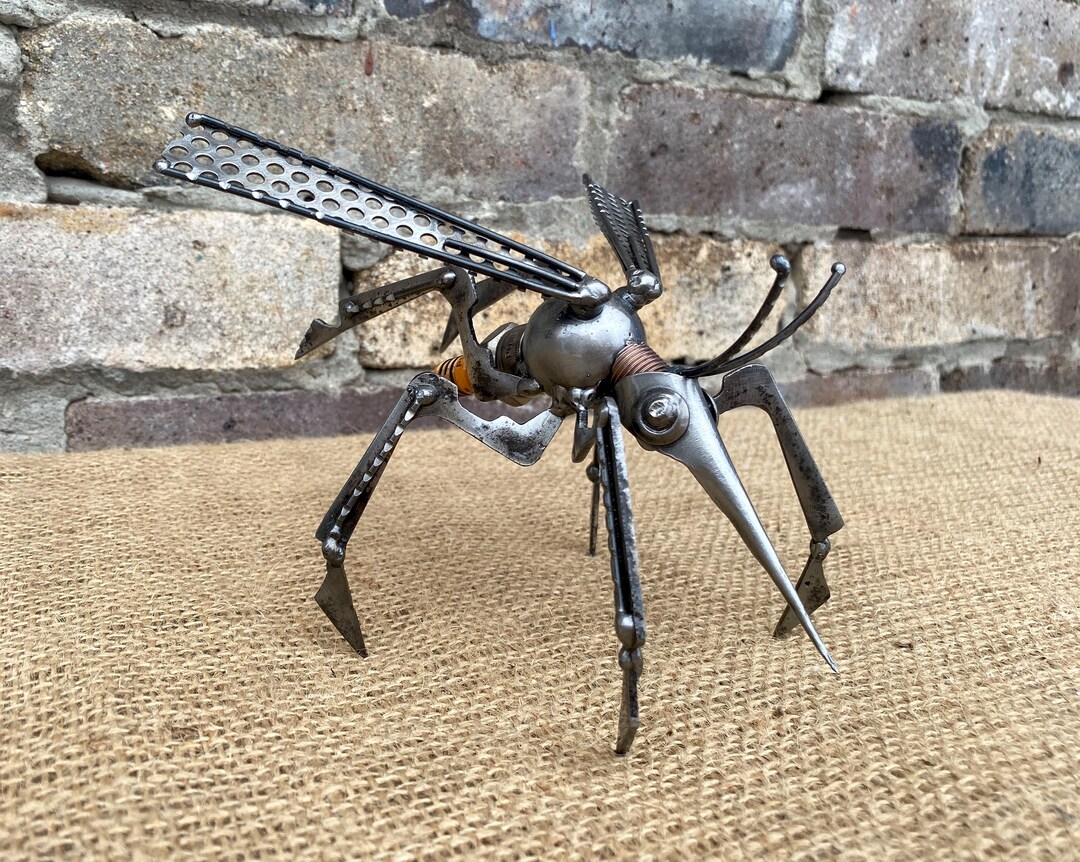 Metal Mosquito Sculpture, Steampunk Insect Art, Handmade Recycled Metal ...