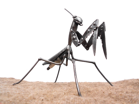 Welded Metal Mantis Sculpture - Steampunk Insect Figurine - Etsy