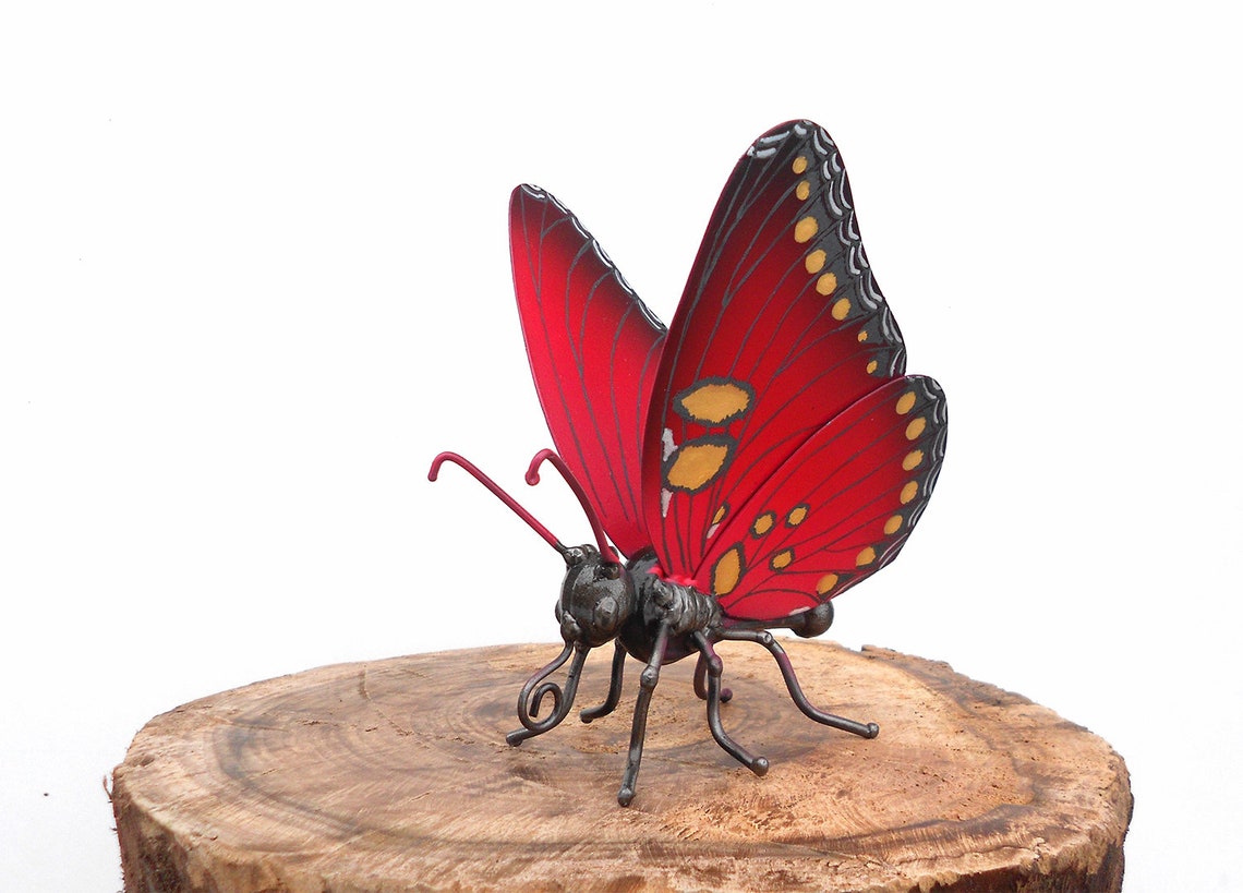 Art métal sculpture papillon rouge papillon steampunk. Etsy