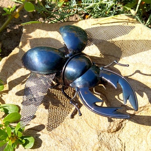Metal sculpture Stag beetle, Mechanical Beetle figurine. Art recycling figurine. Welded insect Metal bug. Steampunk Beetle. Metal art