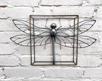 Wall 3D Framed Metal sculpture Dragonfly, Mechanical dragonfly figurine, Welded dragonfly, Metal dragonfly, Steampunk Insect
