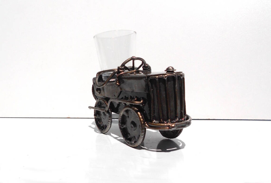 Metal sculpture Vintage car. Cup holder figurine Exclusive Etsy