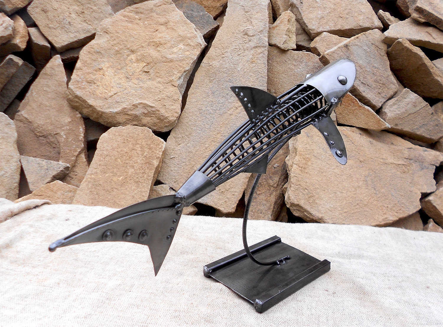 Metal Figurine of a Shark on a Stand Steampunk Shark Art Shark Etsy