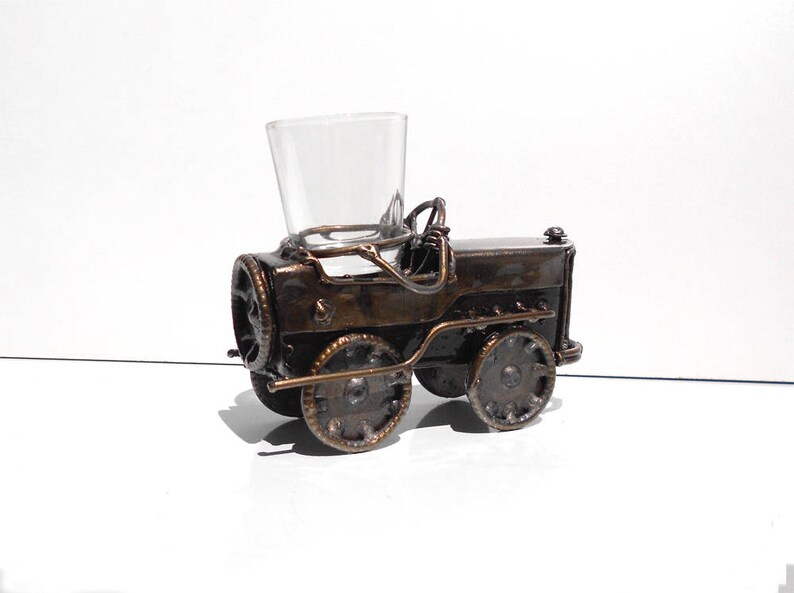 Metal sculpture Vintage car. Cup holder figurine Exclusive Etsy