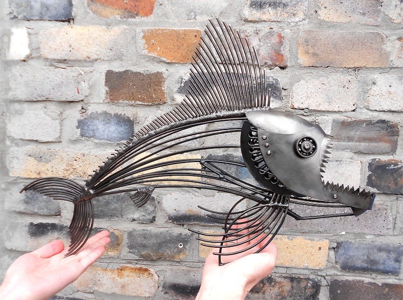 Metal sculpture Predatory fish Steampunk fish. Art fish | Etsy