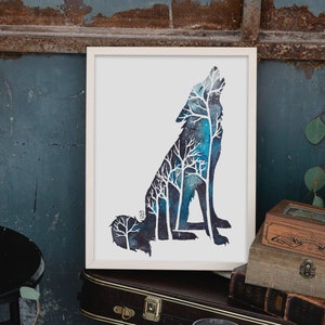 Wolfsnacht - Poster Illustration Druck A4