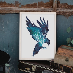 Poster "Rabenflüstern" - Illustration Druck A4