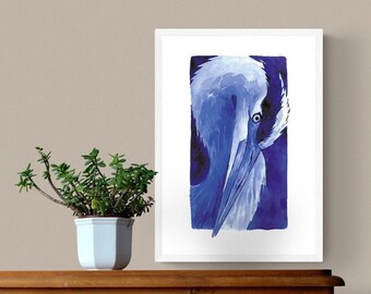 Poster "Grey Heron" - Illustration Print A4