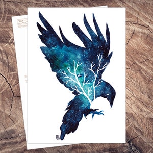 Rabenflüstern - Postkarte Rabe in Aquarell | Illustration A6, Druck klimaneutral