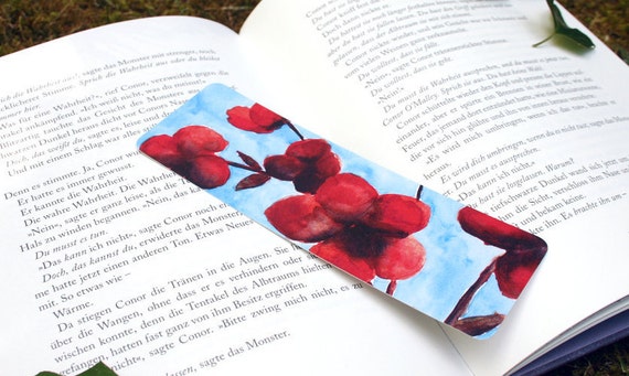 Bookmark Flower Field Watercolor Print With Etsy