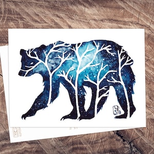 Bärendunkel - Postkarte Bär in Aquarell | Illustration A6, Druck klimaneutral