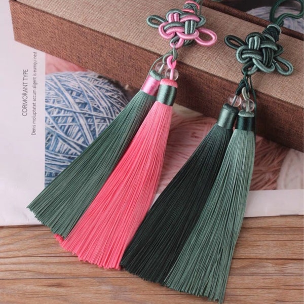 TB0173 1pcs 34cm Chinese Knot pendant with double tassels, house decoration, ornament craft