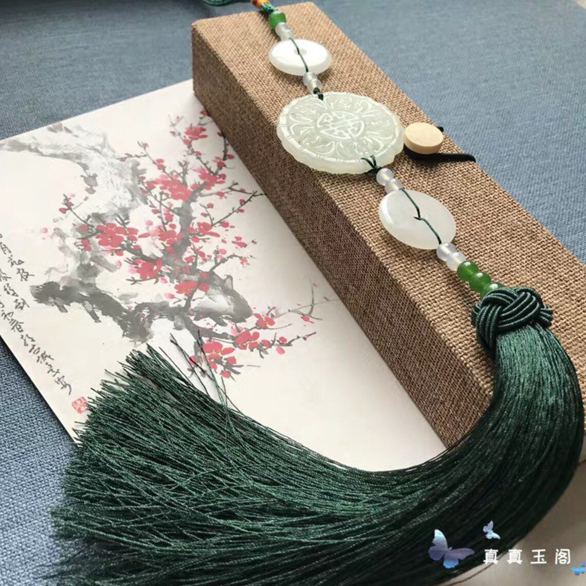 TB0502 48CM Chinese tassels pendant decorated with jade Etsy