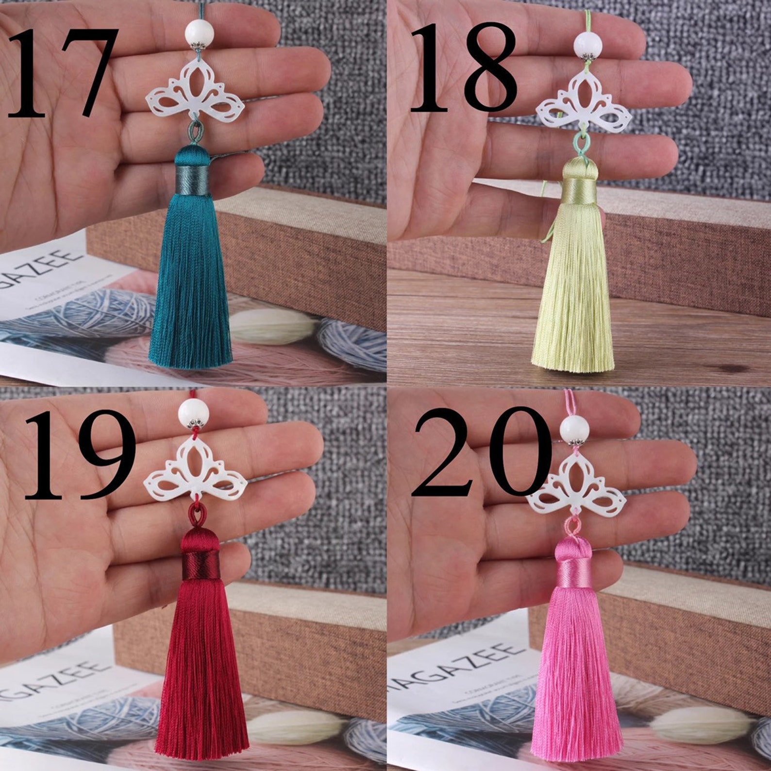 TB0189 1piece 12CM Chinese tassels decorated with shell Etsy