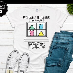 Virtually Teaching Peeps SVG | Peeps SVG | Teacher | School | Online | SVG | Instant Download | For Cricut, Silhouette, etc.