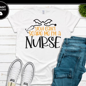 Can’t Scare Me I’m a Nurse SVG | Stethoscope SVG | Halloween | Bat | SVG | Instant Download | For Cricut, Silhouette, etc.