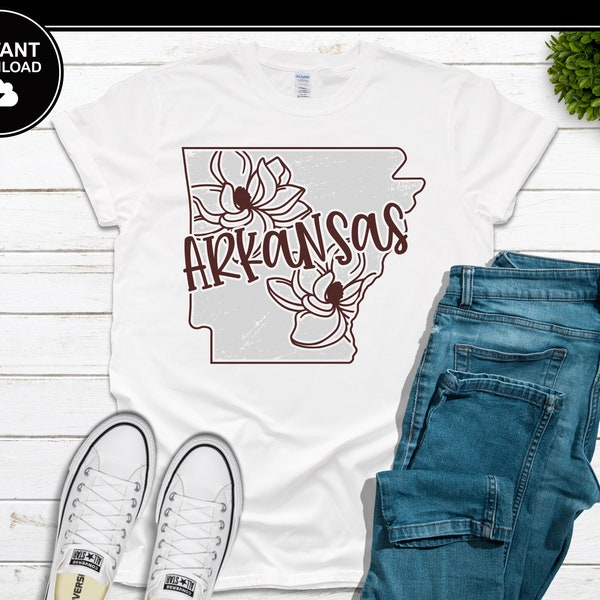 Arkansas SVG | Magnolia SVG | State | Flower | Arkansan | Ark | SVG | Instant Download | For Cricut, Silhouette, etc.