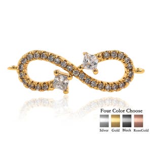Infinity Charm Micro Pave CZ for Bracelet/Necklace Connector Jewelry Making 25x7mm 1Pcs