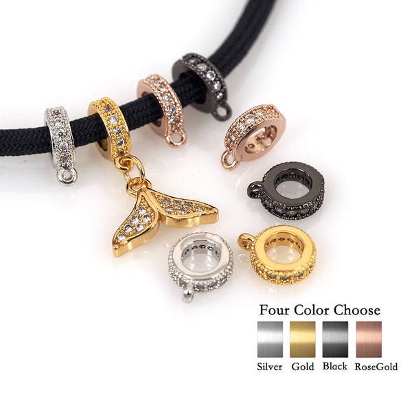 Large Hole Round Holder Connector fit for European Style Bangle Leather Bracelet Link Making 8mm 2Pcs