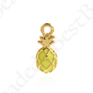 Enamel Mini Pineapple Pendant,18K Gold Filled Fruit Shape Necklace Charm,DIY Personalized Jewelry Findings 9.5x4mm