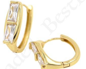 Orecchini a cerchio quadrati riempiti in oro 18 carati, orecchini delicati, orecchini minimalisti, regalo per lei 20x7,5 mm