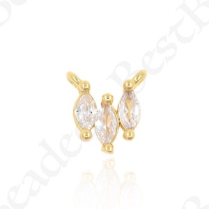 Mini Cubic Zirconia Connector Links,18k Gold Filled Necklace Pendant for DIY Jewelry Making 8x7.5mm