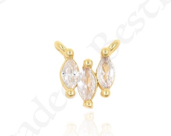 Mini Cubic Zirconia Connector Links, 18k Gold Filled Halskette Anhänger für DIY Schmuckherstellung 8x7.5mm