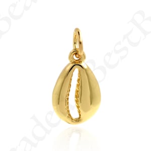 Dainty Gold Filled Sea Shell Pendant,Cockle Shell Necklace Charms for DIY Simple Jewelry Findings 10x6.5mm