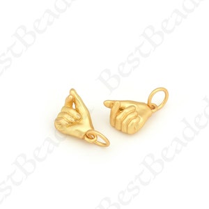 Gold Plated Hand Pendant,Korean Hand Heart Gesture Charm,Lucky Rock On Hand Fingers Pendant,for Jewelry Making Supplies 11x9mm