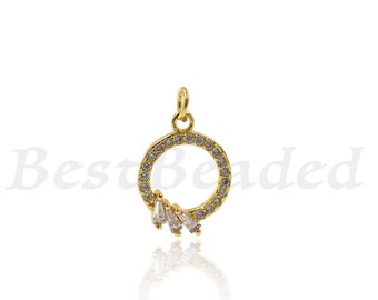 CZ Ring hanger, Pave Cubic Zirconia cirkel hangertje, armband/ketting Charms, gepersonaliseerde juwelen maken Supplies 13x18mm