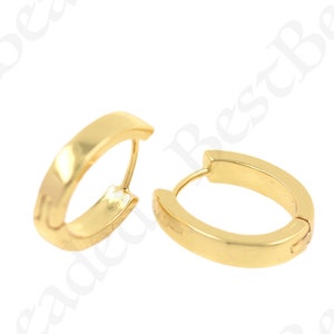 18k Gold Filled Hoop Earrings,Simple Cute Huggie Earring for Best Friend Gift 19x4mm