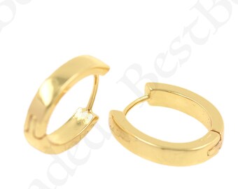 18k Gold Filled Hoop Earrings,Simple Cute Huggie Earring for Best Friend Gift 19x4mm