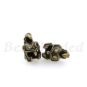 Warrior Helmet Beads,CZ Stone Micro Pave Knight Charms,Men&#39;s Bracelet Spacer Beads,DIY Jewelry Findings 9.5x15mm