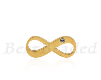 Infinity Charm,Micro Pave Clear CZ Stainless Steel Infinity Connector/Links,DIY Bracelet/Necklace Pendant 20x9mm 2Pcs