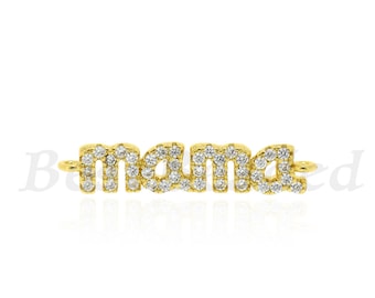 Mama Verbinder Links,Klar CZ Micro Pave Charms für Mutter Armband/Halskette Making Findings 24x5mm
