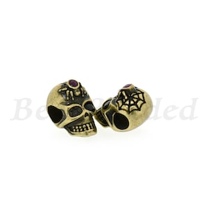 Skull Head Charm,Large Hole Antique Style Bracelet Spacer Beads for Men&#39;s Jewelry Making Supplies 10x16mm