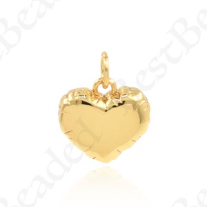 Minimalist Brass Gold Plated Heart Necklace Pendant, Love Charm for DIY Jewelry Designs, 12x12mm